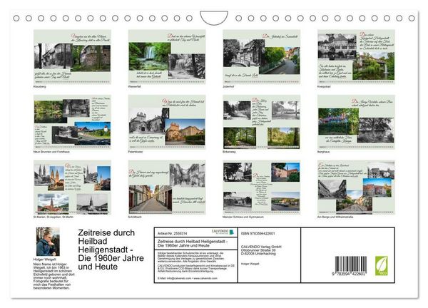 Produktbild: Zeitreise durch Heilbad Heiligenstadt - Die 1960er Jahre und Heute (Wandkalender 2027 DIN A4 quer), CALVENDO Monatskalender