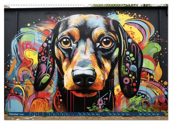 Produktbild: Graffiti Hunde (Wandkalender 2026 DIN A2 quer), CALVENDO Monatskalender