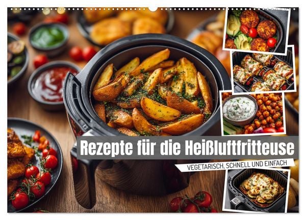 Produktbild: Rezepte f&uuml;r die Hei&szlig;luftfritteuse - vegetarisch, schnell und einfach (Wandkalender 2026 DIN A2 quer), CALVENDO Monatskalender