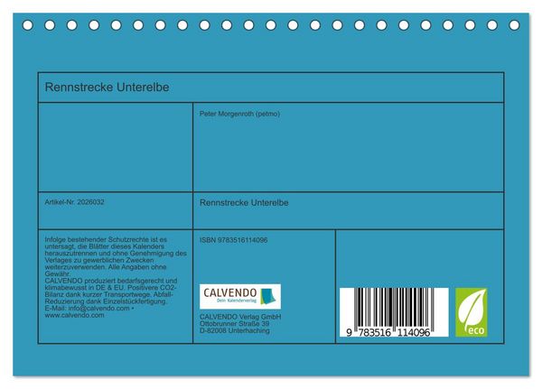 Produktbild: Rennstrecke Unterelbe (Tischkalender 2026 DIN A5 quer), CALVENDO Monatskalender