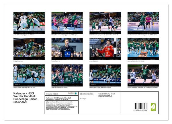 Produktbild: Kalender - HSG Wetzlar Handball Bundesliga Saison 2025/2026 (Wandkalender 2026 DIN A3 quer), CALVENDO Monatskalender
