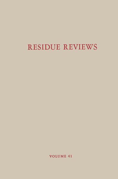 Produktbild: Residue Reviews / R&uuml;ckstands-Berichte