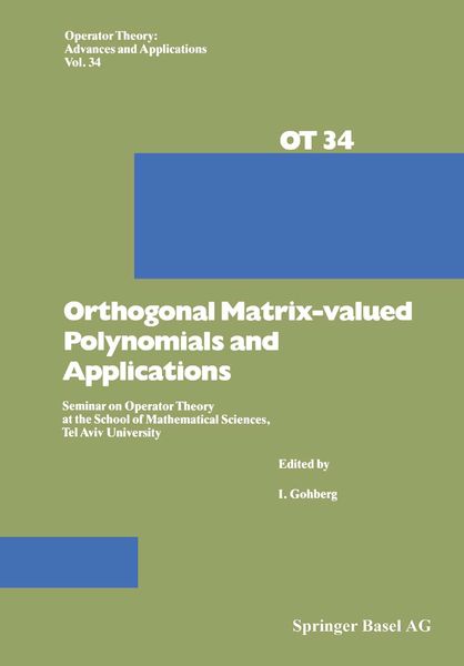Produktbild: Orthogonal Matrix-valued Polynomials and Applications