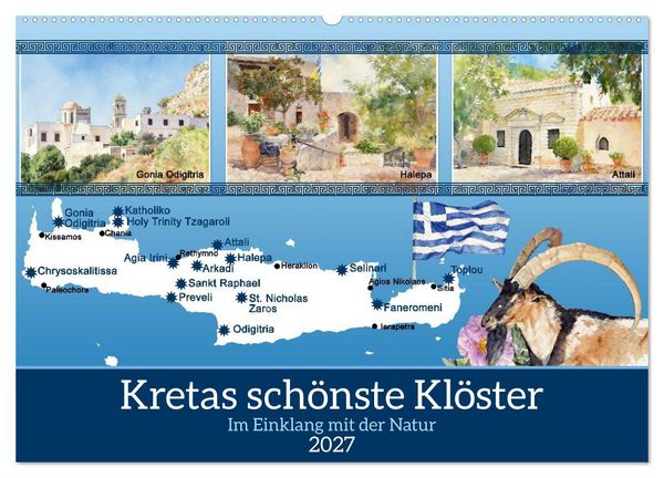 Produktbild: Kretas sch&ouml;nste Kl&ouml;ster (Wandkalender 2027 DIN A2 quer), CALVENDO Monatskalender