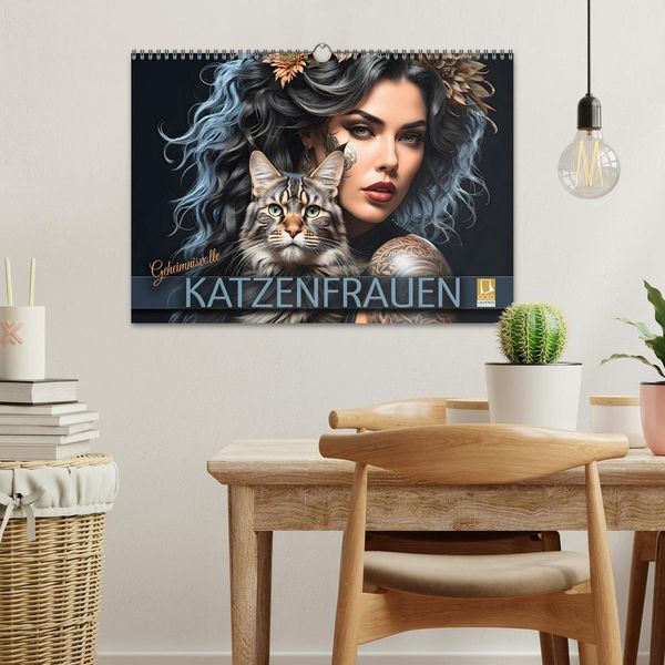 Produktbild: Geheimnisvolle Katzenfrauen (Wandkalender 2026 DIN A3 quer), CALVENDO Monatskalender