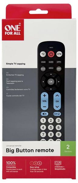 Produktbild: One For All URC6821 Universal Fernbedienung Schwarz