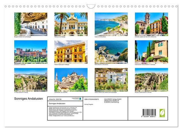 Produktbild: Sonniges Andalusien (Wandkalender 2027 DIN A3 quer), CALVENDO Monatskalender
