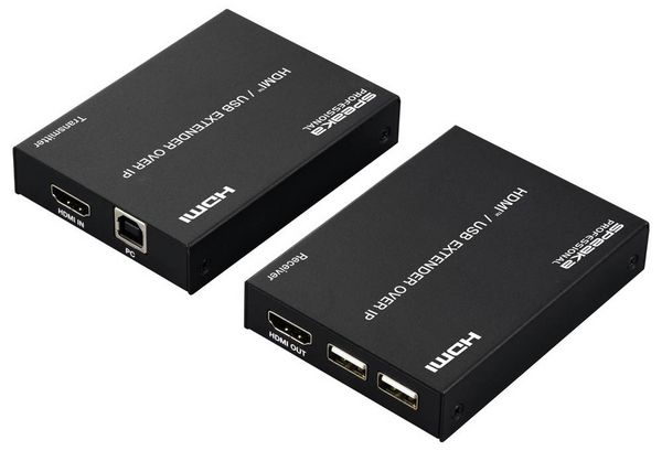 Produktbild: SpeaKa Professional SP-HDE-350 HDMI&reg; &uuml;ber Netzwerkkabel RJ45 KVM-Funktion (Tastatur, Bildschirm, Maus) 150 m