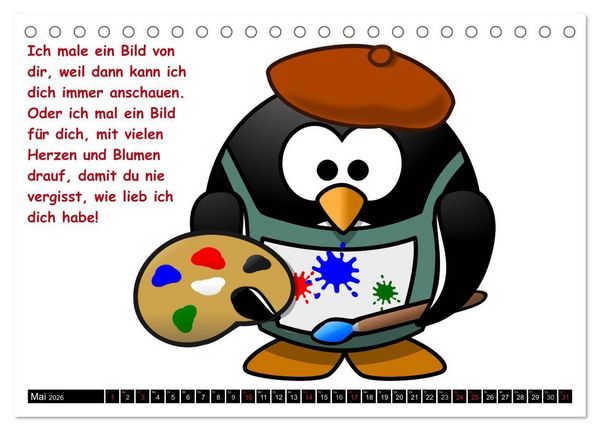 Produktbild: Pinguine im siebten Himmel! (Tischkalender 2026 DIN A5 quer), CALVENDO Monatskalender