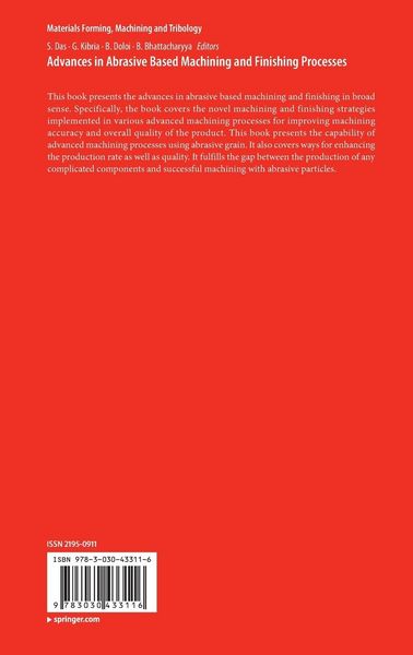 Produktbild: Advances in Abrasive Based Machining and Finishing Processes