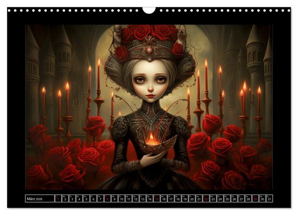 Produktbild: Little Gothic Queens. Surrealistische Illustrationen (Wandkalender 2026 DIN A3 quer), CALVENDO Monatskalender