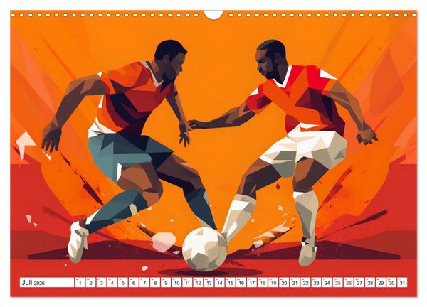 Produktbild: Magie des Fussballs - Illustrierte Emotionen auf dem Rasen (Wandkalender 2026 DIN A3 quer), CALVENDO Monatskalender