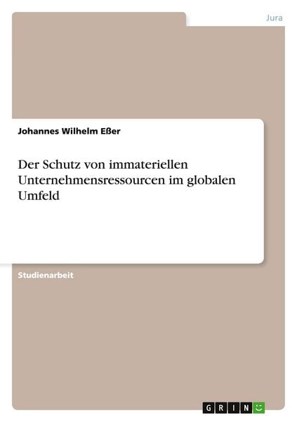 Produktbild: Der Schutz von immateriellen Unternehmensressourcen im globalen Umfeld