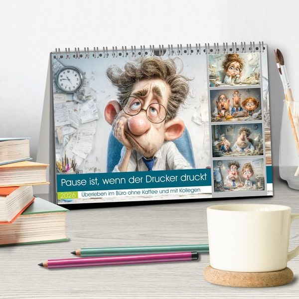 Produktbild: Pause ist, wenn der Drucker druckt (Tischkalender 2026 DIN A5 quer), CALVENDO Monatskalender