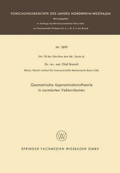 Produktbild: Geometrische Approximationstheorie in normierten Vektorr&auml;umen