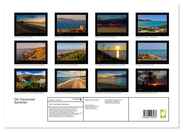 Produktbild: Die Trauminsel Sardinien (hochwertiger Premium Wandkalender 2026 DIN A2 quer), Kunstdruck in Hochglanz