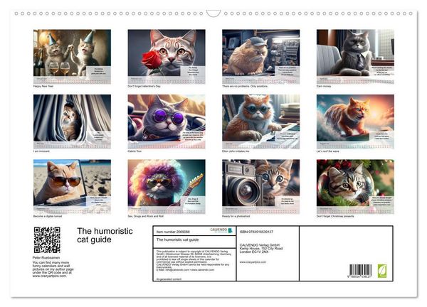 Produktbild: The humoristic cat guide (Wall Calendar 2026 DIN A2 landscape), CALVENDO 12 Month Wall Calendar
