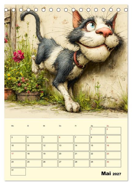 Produktbild: Schr&auml;ge Charaktere. Eigenwillige Katzen-Cartoons (Tischkalender 2027 DIN A5 hoch), CALVENDO Monatskalender