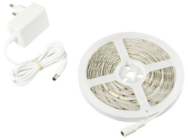 Produktbild: Sygonix SY-6612922 LED-Streifen-Komplettset mit Stecker 12 V/DC 5m Kaltwei&szlig; 1St.