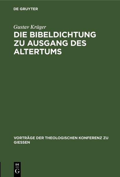 Produktbild: Die Bibeldichtung zu Ausgang des Altertums