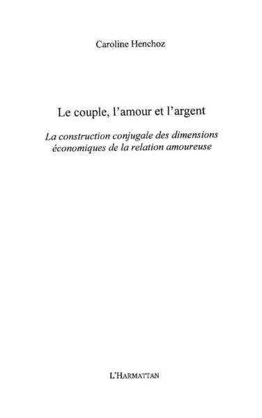 Produktbild: Le couple, l'amour et l'argent - la construction conjugale d