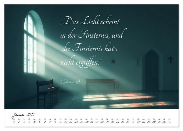Produktbild: Christlicher Kalender mit Bibelzitaten und spirituellen Bildern (Wandkalender 2026 DIN A2 quer), CALVENDO Monatskalender