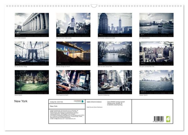 Produktbild: New York (Wandkalender 2026 DIN A2 quer), CALVENDO Monatskalender