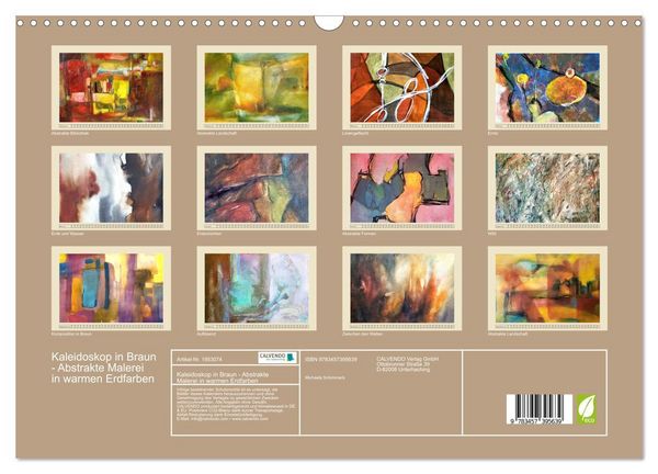 Produktbild: Kaleidoskop in Braun - Abstrakte Malerei in warmen Erdfarben (Wandkalender 2026 DIN A3 quer), CALVENDO Monatskalender