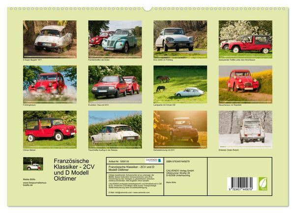 Produktbild: Franz&ouml;sische Klassiker - 2CV und D Modell Oldtimer (hochwertiger Premium Wandkalender 2026 DIN A2 quer), Kunstdruck in Hochglanz