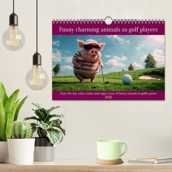 Produktbild: Funny charming animals as golf players (Wall Calendar 2026 DIN A4 landscape), CALVENDO 12 Month Wall Calendar