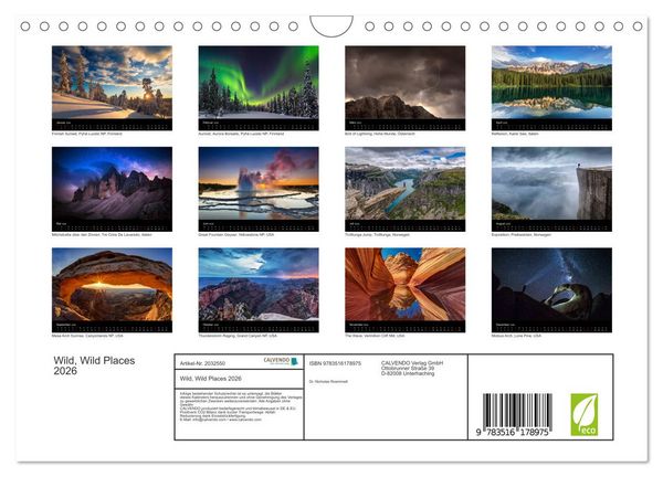 Produktbild: Wild, Wild Places 2026 (Wandkalender 2026 DIN A4 quer), CALVENDO Monatskalender