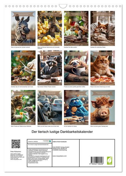 Produktbild: Der tierisch lustige Dankbarkeitskalender (Wandkalender 2026 DIN A3 hoch), CALVENDO Monatskalender