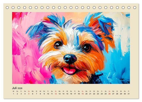 Produktbild: Hundegesichter im &Ouml;lgem&auml;lde-Stil. Liebliche Vierbeiner erfreuen das Herz! (Tischkalender 2026 DIN A5 quer), CALVENDO Monatskalender