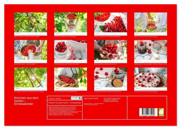Produktbild: Kirschen aus dem Garten &ndash; Erntekalender (hochwertiger Premium Wandkalender 2026 DIN A2 quer), Kunstdruck in Hochglanz