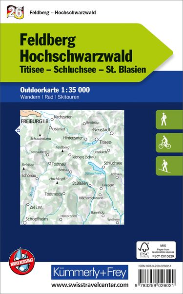 Produktbild: K&uuml;mmerly+Frey Outdoorkarte Deutschland 26 Feldberg, Hochschwarzwald 1:35.000