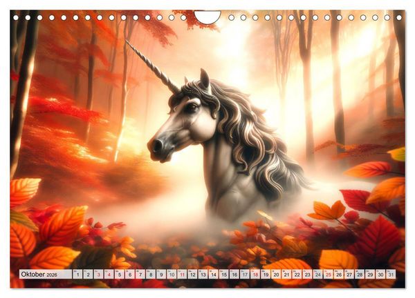 Produktbild: Mystische Einh&ouml;rner - Jahreszeiten im Einhornland (Wandkalender 2026 DIN A4 quer), CALVENDO Monatskalender