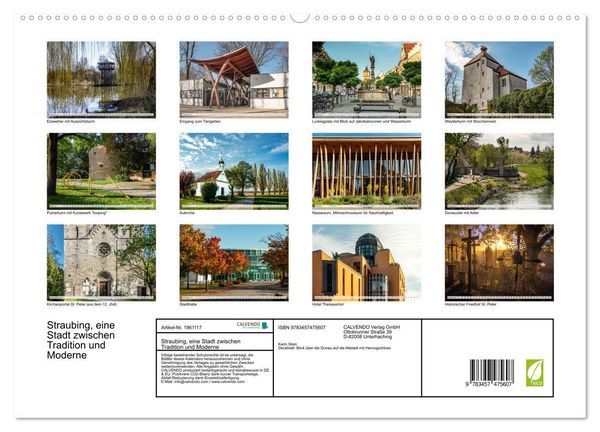 Produktbild: Straubing, eine Stadt zwischen Tradition und Moderne (hochwertiger Premium Wandkalender 2026 DIN A2 quer), Kunstdruck in Hochglanz