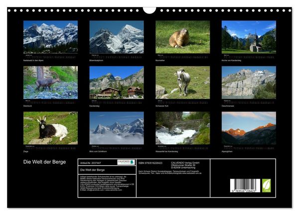 Produktbild: Die Welt der Berge (Wandkalender 2026 DIN A3 quer), CALVENDO Monatskalender