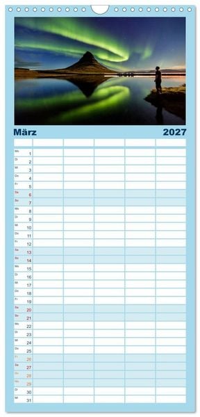 Produktbild: Familienplaner 2027 - Magische Polarlichter der Erde mit 5 Spalten (Wandkalender, 21 x 45 cm) CALVENDO
