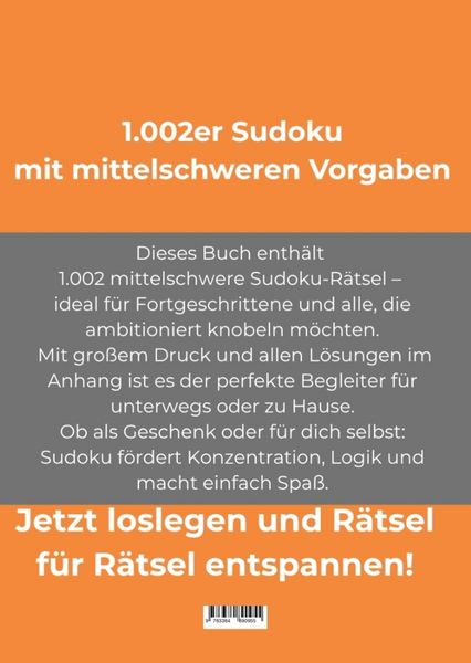 Produktbild: 1.002er Sudoku mittelschwer
