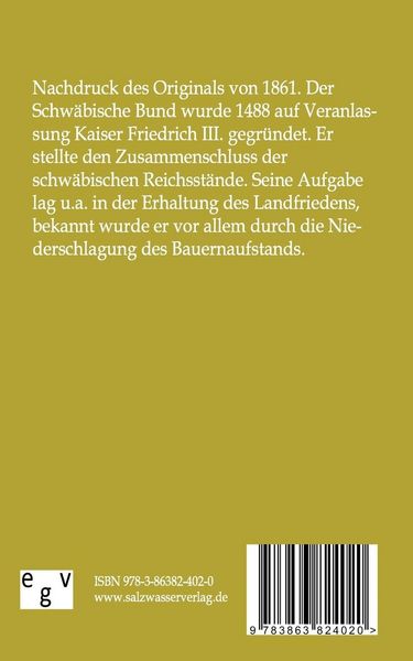 Produktbild: Zur Geschichte des Schw&auml;bischen Bundes