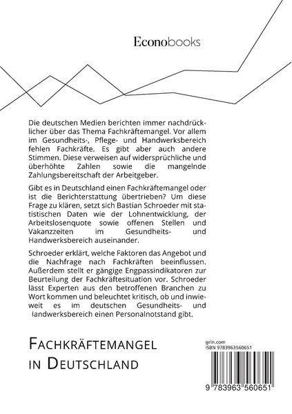 Produktbild: Fachkr&auml;ftemangel in Deutschland. Gibt es einen Personalnotstand in den Bereichen Gesundheit und Handwerk?
