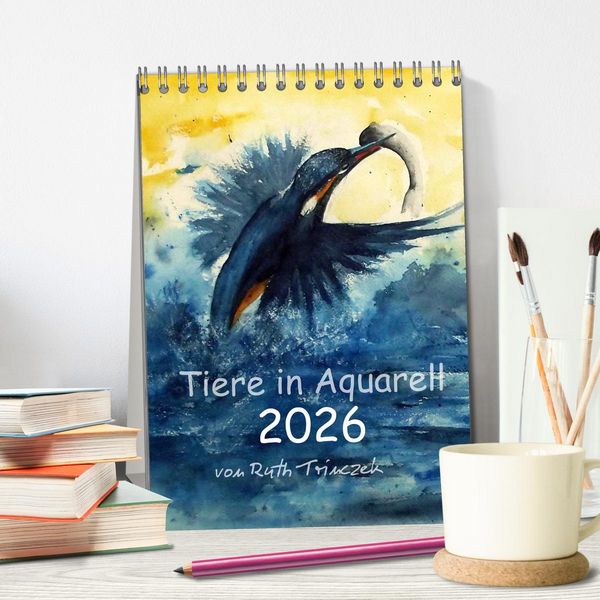 Produktbild: Tiere in Aquarell 2026 - von Ruth Trinczek (Tischkalender 2026 DIN A5 hoch), CALVENDO Monatskalender