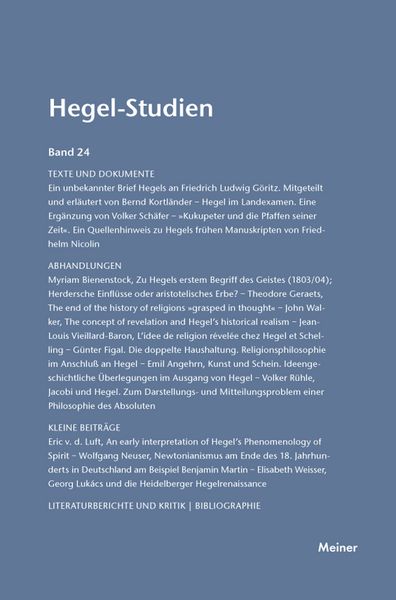 Produktbild: Hegel-Studien Band 24