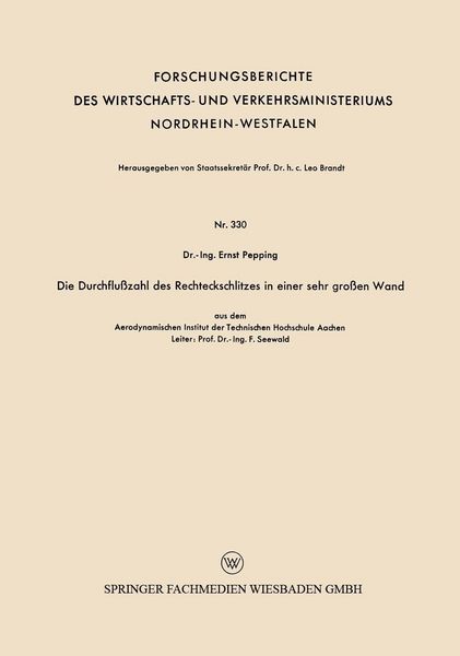 Produktbild: Die Durchflu&szlig;zahl des Rechteckschlitzes in einer sehr gro&szlig;en Wand