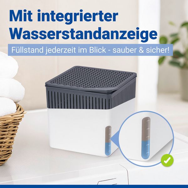 Produktbild: Raumentfeuchter Mod. Cube Wei&szlig; 1000 g mit Nachf&uuml;ller, beugt Schimmel und Ger&uuml;chen vor