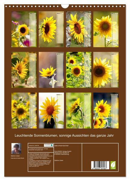 Produktbild: Leuchtende Sonnenblumen, sonnige Aussichten das ganze Jahr (Wandkalender 2026 DIN A3 hoch), CALVENDO Monatskalender
