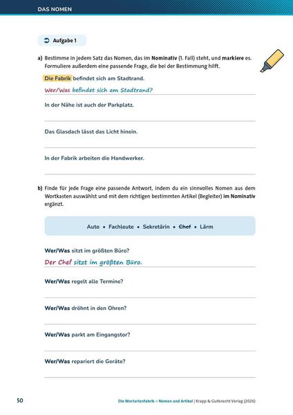 Produktbild: Die Wortartenfabrik &ndash; Nomen und Artikel &ndash; Lehrerheft