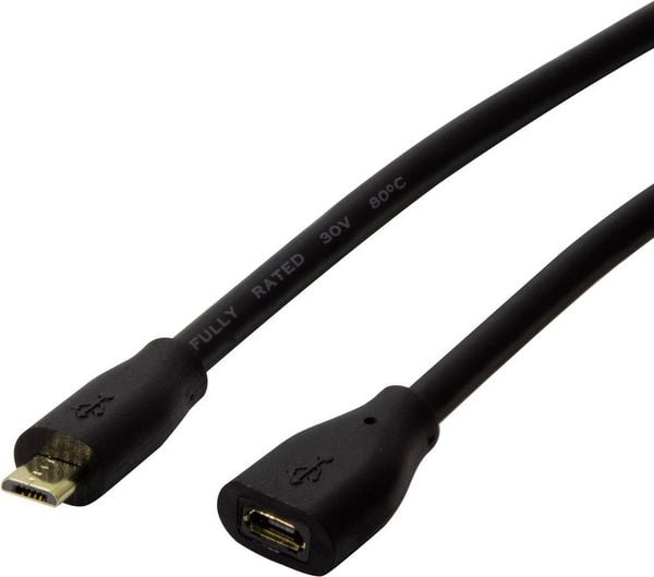 LogiLink USB-Kabel USB 2.0 USB-Micro-B Stecker, USB-Micro-B Buchse 0.50m Schwarz CU0120