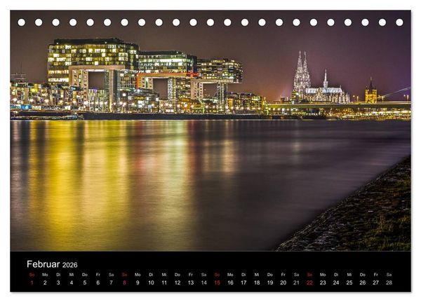 Produktbild: K&ouml;ln Impressionen bei Nacht (Tischkalender 2026 DIN A5 quer), CALVENDO Monatskalender